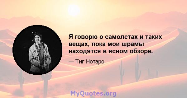 Я говорю о самолетах и ​​таких вещах, пока мои шрамы находятся в ясном обзоре.