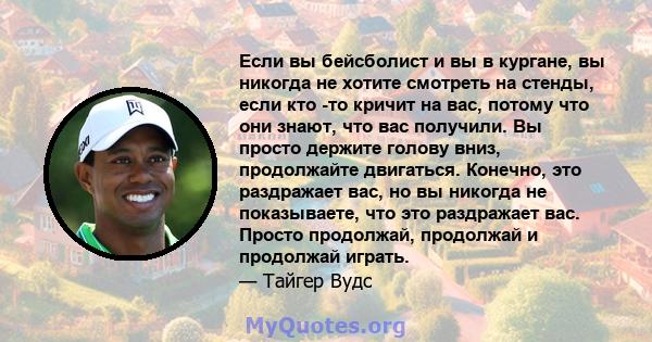 Если вы бейсболист и вы в кургане, вы никогда не хотите смотреть на стенды, если кто -то кричит на вас, потому что они знают, что вас получили. Вы просто держите голову вниз, продолжайте двигаться. Конечно, это