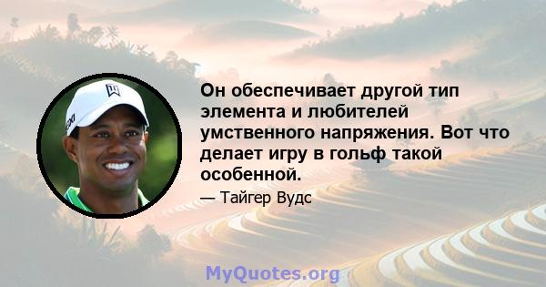 Он обеспечивает другой тип элемента и любителей умственного напряжения. Вот что делает игру в гольф такой особенной.