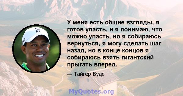 У меня есть общие взгляды, я готов упасть, и я понимаю, что можно упасть, но я собираюсь вернуться, я могу сделать шаг назад, но в конце концов я собираюсь взять гигантский прыгать вперед.