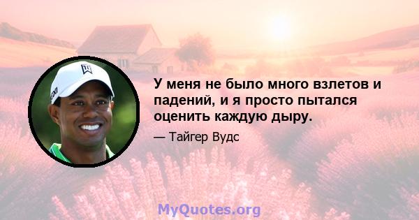 У меня не было много взлетов и падений, и я просто пытался оценить каждую дыру.