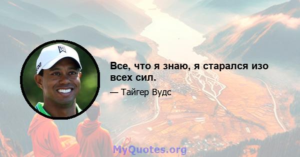 Все, что я знаю, я старался изо всех сил.