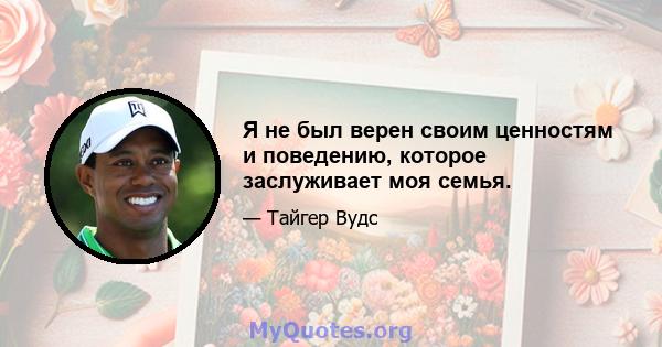 Я не был верен своим ценностям и поведению, которое заслуживает моя семья.