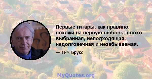 Первые гитары, как правило, похожи на первую любовь: плохо выбранная, неподходящая, недолговечная и незабываемая.