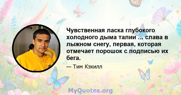 Чувственная ласка глубокого холодного дыма талии ... слава в лыжном снегу, первая, которая отмечает порошок с подписью их бега.