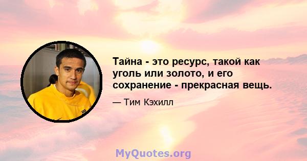 Тайна - это ресурс, такой как уголь или золото, и его сохранение - прекрасная вещь.