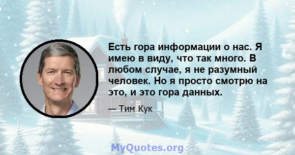 Есть гора информации о нас. Я имею в виду, что так много. В любом случае, я не разумный человек. Но я просто смотрю на это, и это гора данных.