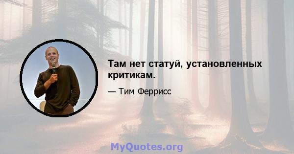 Там нет статуй, установленных критикам.