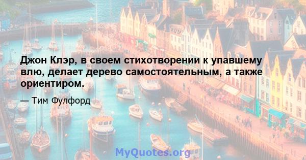 Джон Клэр, в своем стихотворении к упавшему влю, делает дерево самостоятельным, а также ориентиром.