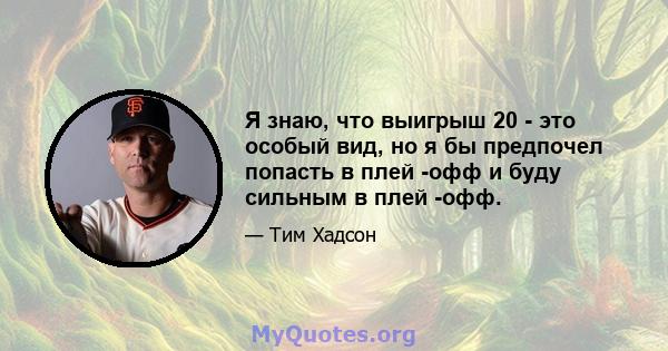 Я знаю, что выигрыш 20 - это особый вид, но я бы предпочел попасть в плей -офф и буду сильным в плей -офф.