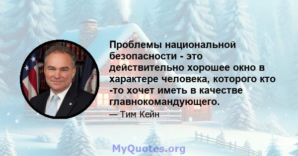 Проблемы национальной безопасности - это действительно хорошее окно в характере человека, которого кто -то хочет иметь в качестве главнокомандующего.