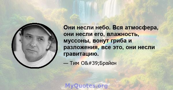 Они несли небо. Вся атмосфера, они несли его, влажность, муссоны, вонут гриба и разложения, все это, они несли гравитацию.