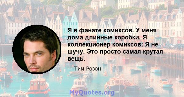 Я в фанате комиксов. У меня дома длинные коробки. Я коллекционер комиксов; Я не шучу. Это просто самая крутая вещь.
