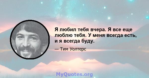 Я любил тебя вчера. Я все еще люблю тебя. У меня всегда есть, и я всегда буду.