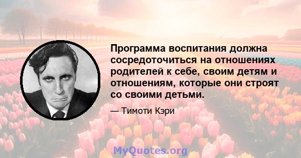 Программа воспитания должна сосредоточиться на отношениях родителей к себе, своим детям и отношениям, которые они строят со своими детьми.