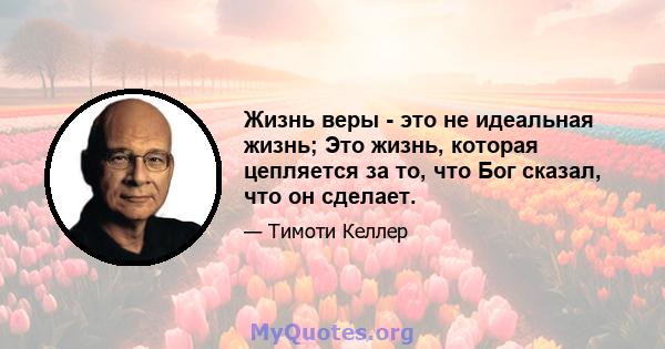 Жизнь веры - это не идеальная жизнь; Это жизнь, которая цепляется за то, что Бог сказал, что он сделает.