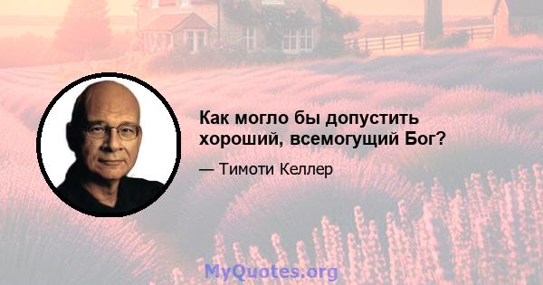 Как могло бы допустить хороший, всемогущий Бог?