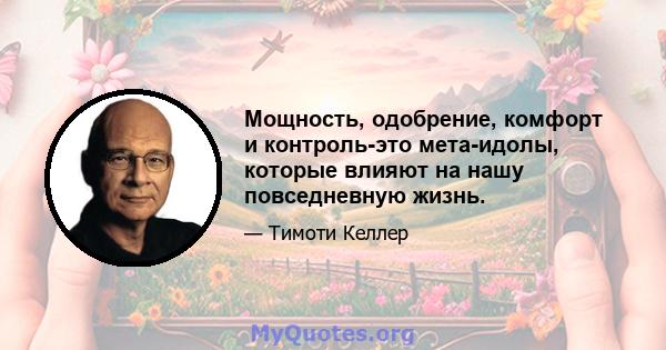 Мощность, одобрение, комфорт и контроль-это мета-идолы, которые влияют на нашу повседневную жизнь.