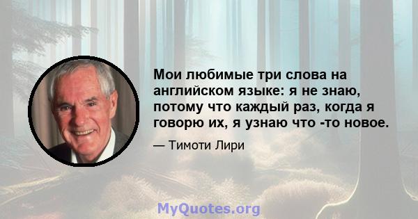 Мои любимые три слова на английском языке: я не знаю, потому что каждый раз, когда я говорю их, я узнаю что -то новое.