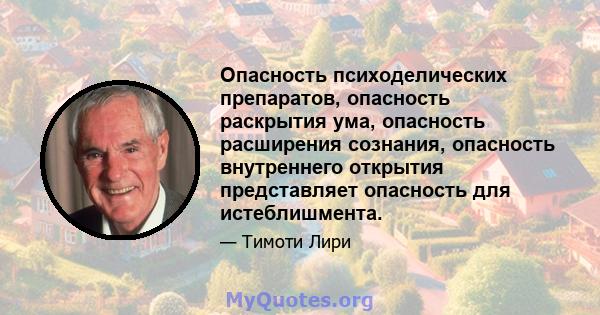 Опасность психоделических препаратов, опасность раскрытия ума, опасность расширения сознания, опасность внутреннего открытия представляет опасность для истеблишмента.