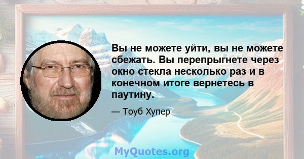 Вы не можете уйти, вы не можете сбежать. Вы перепрыгнете через окно стекла несколько раз и в конечном итоге вернетесь в паутину.