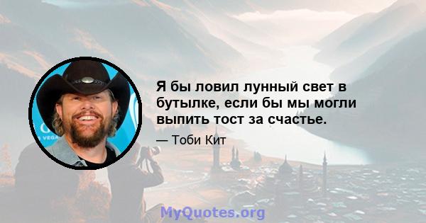 Я бы ловил лунный свет в бутылке, если бы мы могли выпить тост за счастье.