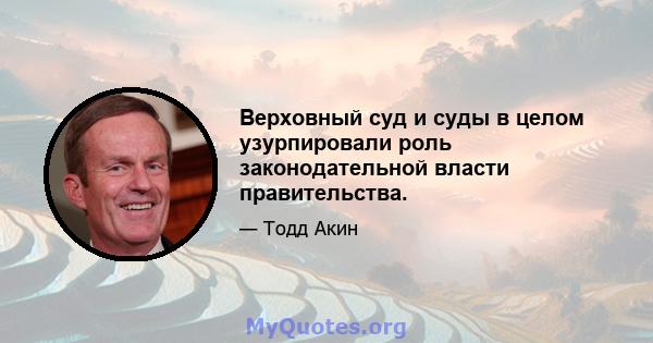 Верховный суд и суды в целом узурпировали роль законодательной власти правительства.