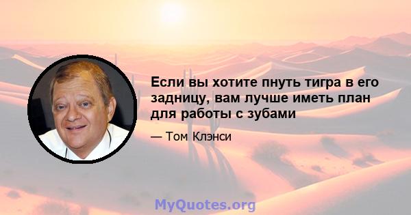 Если вы хотите пнуть тигра в его задницу, вам лучше иметь план для работы с зубами