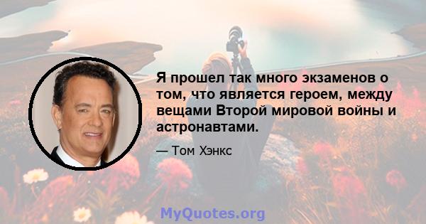 Я прошел так много экзаменов о том, что является героем, между вещами Второй мировой войны и астронавтами.