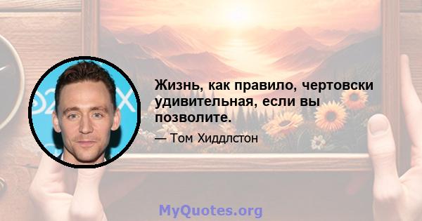 Жизнь, как правило, чертовски удивительная, если вы позволите.