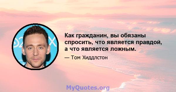 Как гражданин, вы обязаны спросить, что является правдой, а что является ложным.