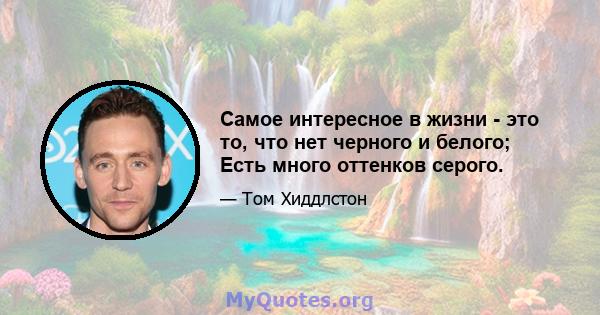 Самое интересное в жизни - это то, что нет черного и белого; Есть много оттенков серого.