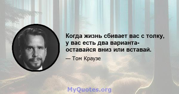 Когда жизнь сбивает вас с толку, у вас есть два варианта- оставайся вниз или вставай.