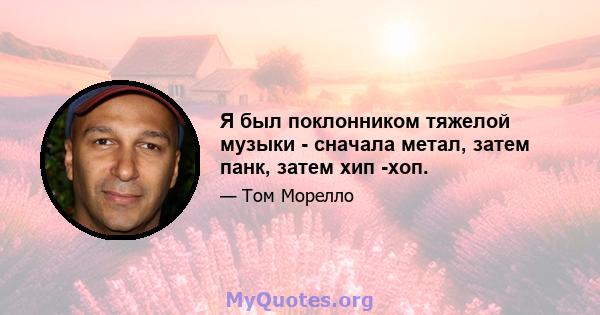 Я был поклонником тяжелой музыки - сначала метал, затем панк, затем хип -хоп.