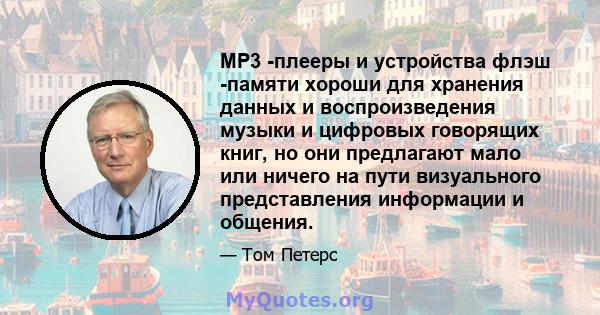 MP3 -плееры и устройства флэш -памяти хороши для хранения данных и воспроизведения музыки и цифровых говорящих книг, но они предлагают мало или ничего на пути визуального представления информации и общения.