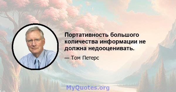 Портативность большого количества информации не должна недооценивать.