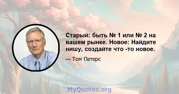 Старый: быть № 1 или № 2 на вашем рынке. Новое: Найдите нишу, создайте что -то новое.