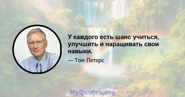 У каждого есть шанс учиться, улучшить и наращивать свои навыки.