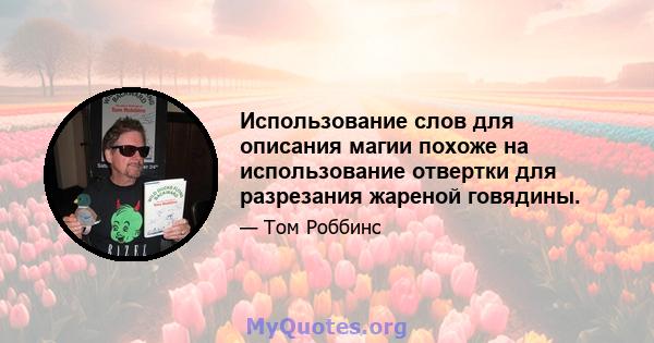 Использование слов для описания магии похоже на использование отвертки для разрезания жареной говядины.