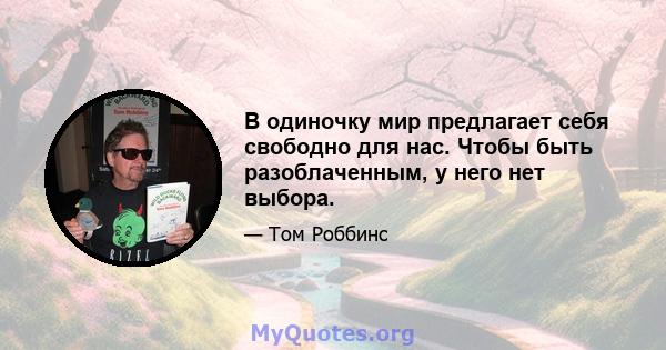 В одиночку мир предлагает себя свободно для нас. Чтобы быть разоблаченным, у него нет выбора.