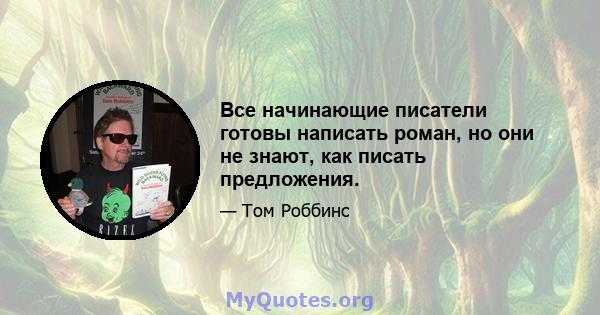 Все начинающие писатели готовы написать роман, но они не знают, как писать предложения.