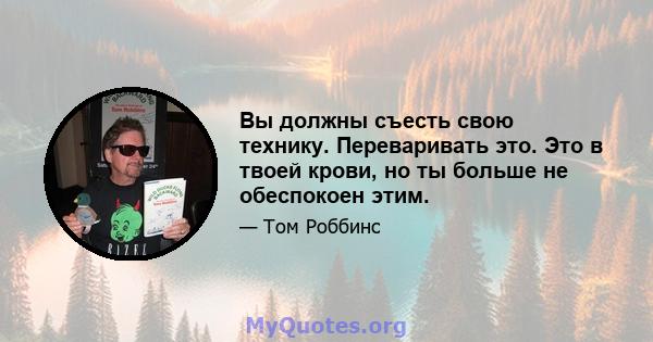 Вы должны съесть свою технику. Переваривать это. Это в твоей крови, но ты больше не обеспокоен этим.