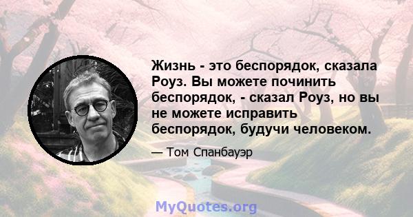 Жизнь - это беспорядок, сказала Роуз. Вы можете починить беспорядок, - сказал Роуз, но вы не можете исправить беспорядок, будучи человеком.