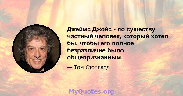 Джеймс Джойс - по существу частный человек, который хотел бы, чтобы его полное безразличие было общепризнанным.