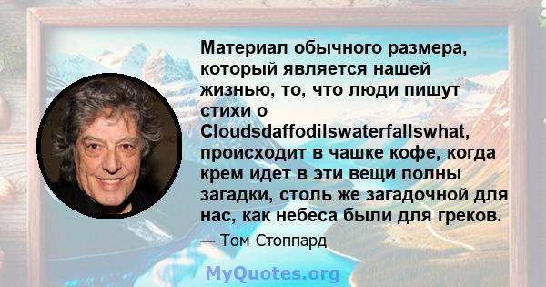 Материал обычного размера, который является нашей жизнью, то, что люди пишут стихи о Cloudsdaffodilswaterfallswhat, происходит в чашке кофе, когда крем идет в эти вещи полны загадки, столь же загадочной для нас, как