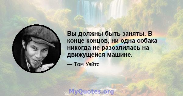 Вы должны быть заняты. В конце концов, ни одна собака никогда не разозлилась на движущейся машине.