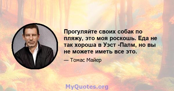 Прогуляйте своих собак по пляжу, это моя роскошь. Еда не так хороша в Уэст -Палм, но вы не можете иметь все это.