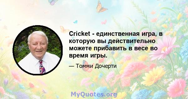 Cricket - единственная игра, в которую вы действительно можете прибавить в весе во время игры.