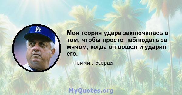 Моя теория удара заключалась в том, чтобы просто наблюдать за мячом, когда он вошел и ударил его.