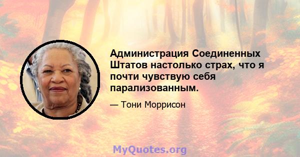 Администрация Соединенных Штатов настолько страх, что я почти чувствую себя парализованным.